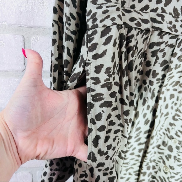 Anthropologie Cloth & Stone Cheetah Print Mini Dress in Olive Size S - Picture 5 of 11